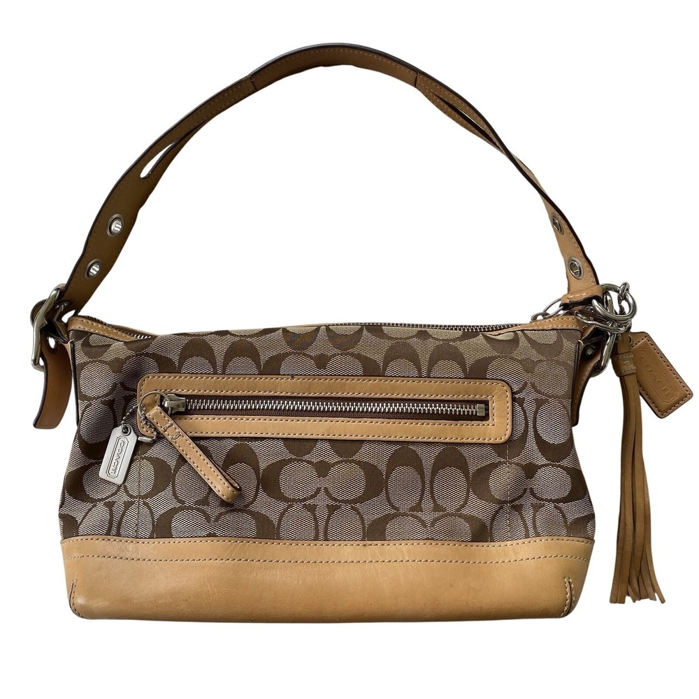 Vintage Coach Signature Logo East West Bag Jacquard C 9363 Y2K Hobo Shoulder Bag